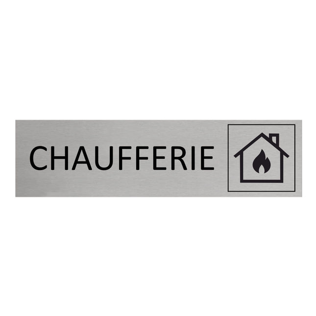 Plaque de porte Chaufferie -  aluminium - 165 x 45 mm