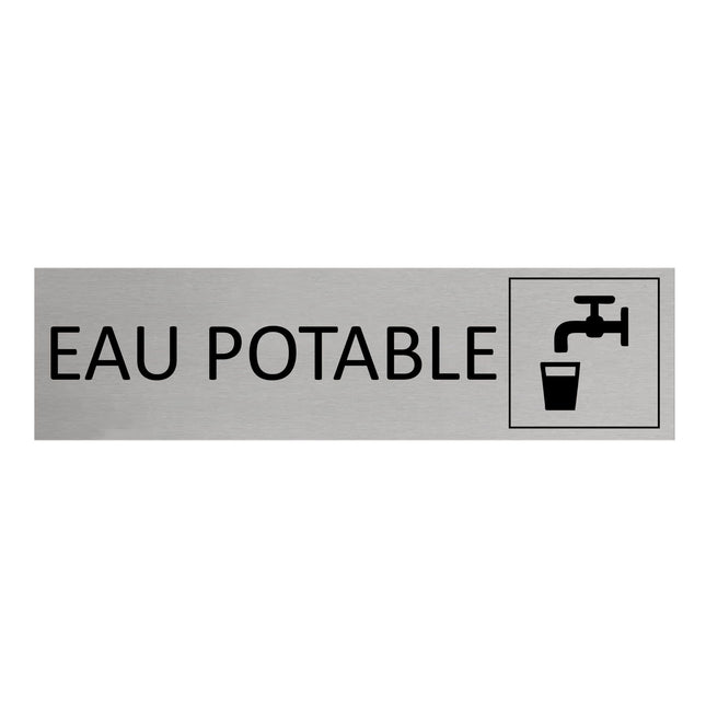 Plaque de porte Eau potable -  aluminium - 165 x 45 mm