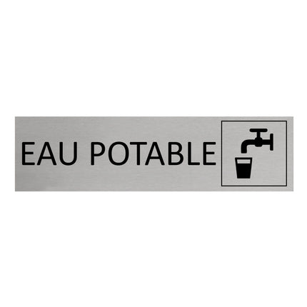 Plaque de porte Eau potable -  aluminium - 165 x 45 mm
