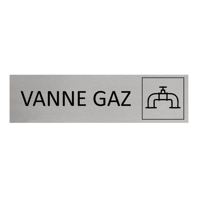Plaque de porte Vanne gaz -  aluminium - 165 x 45 mm