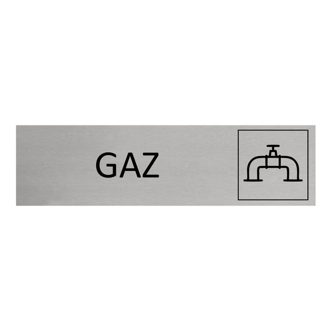 Plaque de porte Gaz -  aluminium - 165 x 45 mm