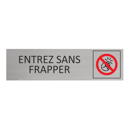 Plaque de porte Entrez sans frapper -  aluminium - 165 x 45 mm