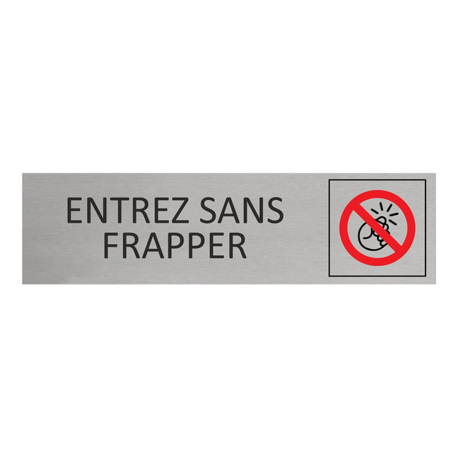 Plaque de porte Entrez sans frapper -  aluminium - 165 x 45 mm