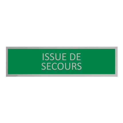 Plaque de porte Issue de secours -  aluminium - 165 x 45 mm