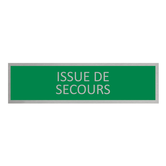 Plaque de porte Issue de secours -  aluminium - 165 x 45 mm
