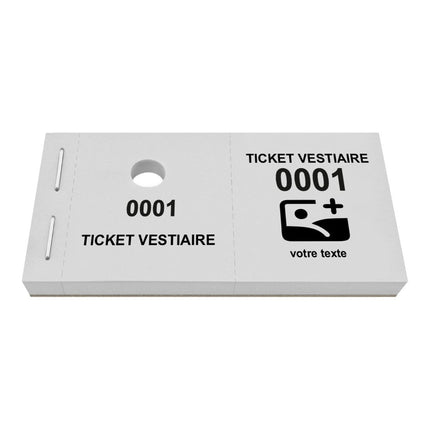 Carnet de tickets vestiaire avec propre texte et logo - 1000 tickets