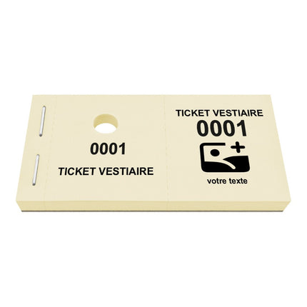 Carnet de tickets vestiaire avec propre texte et logo - 1000 tickets