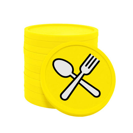 Jetons pour buvette couverts fourchette & cuillère Ø29 mm - 100 pièces