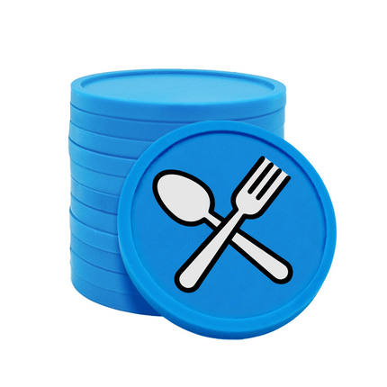 Jetons pour buvette couverts fourchette & cuillère Ø29 mm - 100 pièces