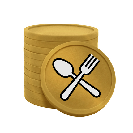 Jetons pour buvette couverts fourchette & cuillère Ø29 mm - 100 pièces