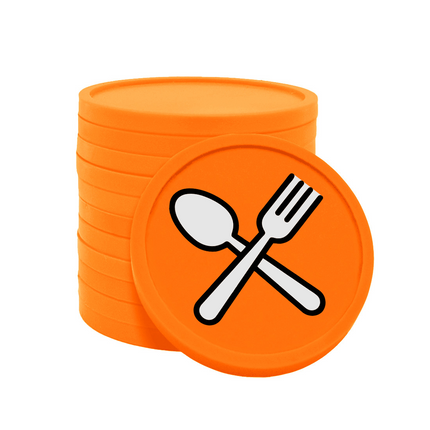 Jetons pour buvette couverts fourchette & cuillère Ø29 mm - 100 pièces