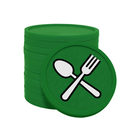 Jetons pour buvette couverts fourchette & cuillère Ø29 mm - 100 pièces