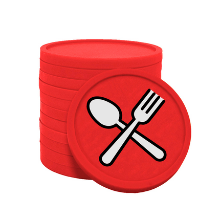 Jetons pour buvette couverts fourchette & cuillère Ø29 mm - 100 pièces