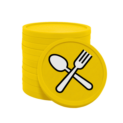 Jetons pour buvette couverts fourchette & cuillère Ø29 mm - 100 pièces