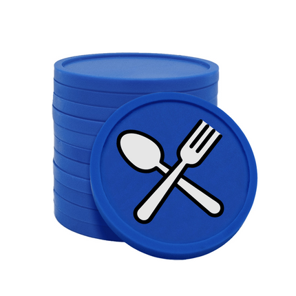 Jetons pour buvette couverts fourchette & cuillère Ø29 mm - 100 pièces