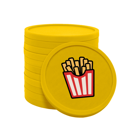 Jetons pour buvette barquette à frites Ø29 mm - 100 pièces