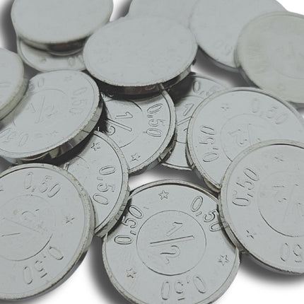 Jetons caddie acier nickelé format 0,50 € - 100 pièces