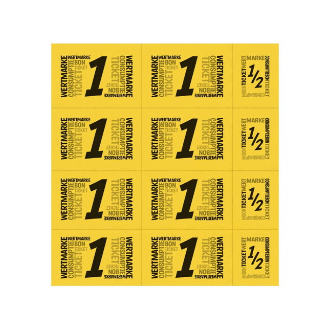 Carnet de tickets avec un et un demi-ticket - 10 consommations - 50 tickets