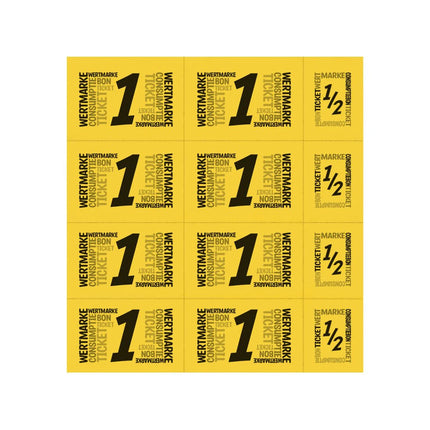 Carnet de tickets avec un et un demi-ticket - 10 consommations - 50 tickets