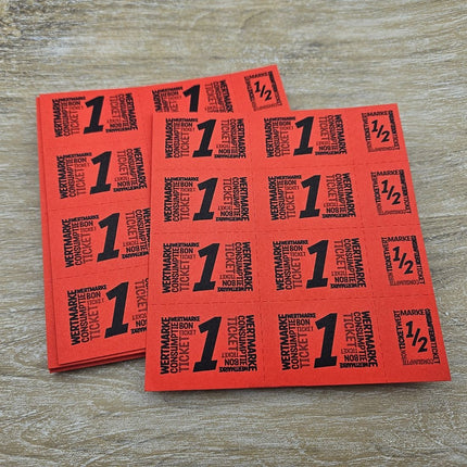 Carnet de tickets avec un et un demi-ticket - 10 consommations - 50 tickets