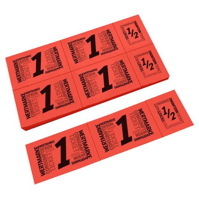 Carnet de tickets avec un et un demi-ticket - 5 consommations - 50 tickets