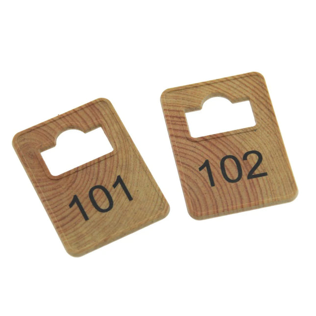 Jeton vestiaire numéroté Tiffany WOOD en fibre de bois 36 x 50 mm - 100 pièces
