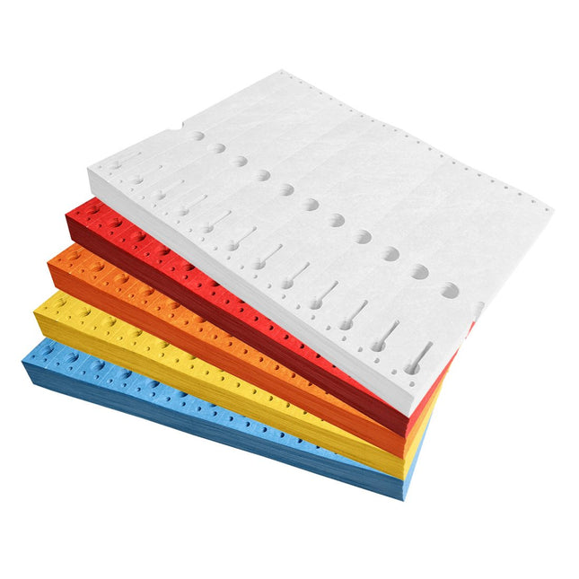 Étiquettes à boucle Tyvek pliées zigzag - 220 x 25,4 mm- pour imprimante matricielle - 1000 étiquettes