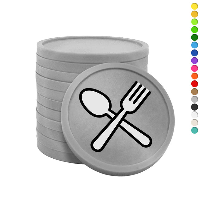 Jetons pour buvette couverts fourchette & cuillère Ø29 mm - 100 pièces