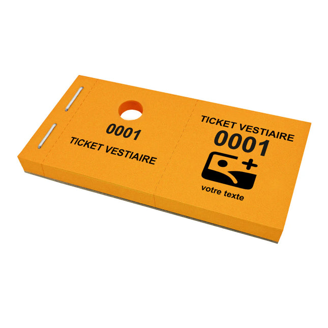 Carnet de tickets vestiaire avec propre texte et logo - 1000 tickets
