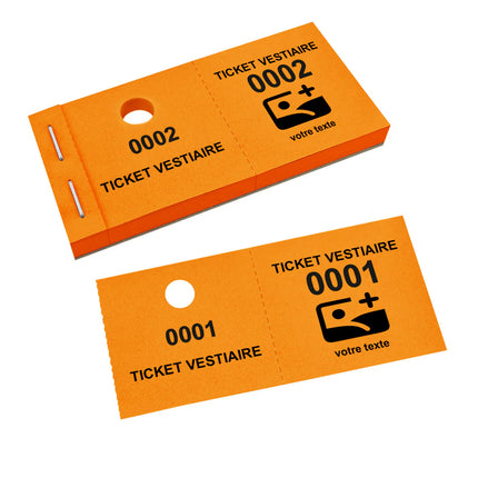 Carnet de tickets vestiaire avec propre texte et logo - 1000 tickets