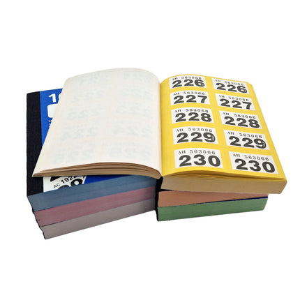 Carnets avec tickets de tombola et tickets de vestiaire avec 6000 numéros doubles