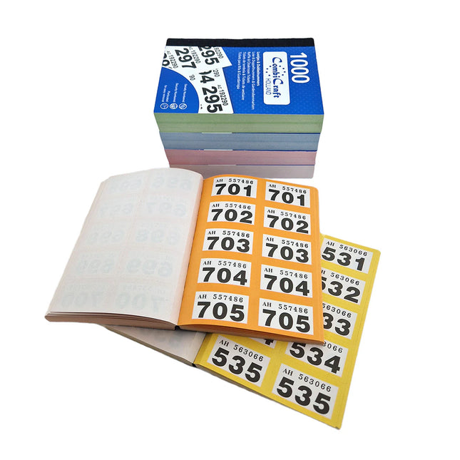 Carnets avec tickets de tombola et tickets de vestiaire avec 6000 numéros doubles