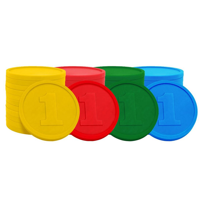 Jetons pour buvette avec chiffre 1 Ø29 mm - ensemble de 4 couleurs - 1000 pièces