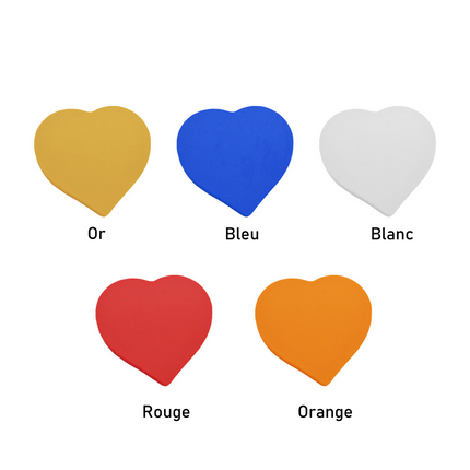 Jetons vierges cœur - 40 x 40 mm - 100 pièces