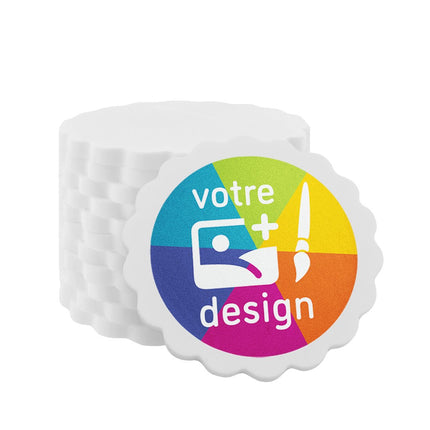 Jetons personnalisés blancs en vague - 38 x 38 mm - 100 pièces