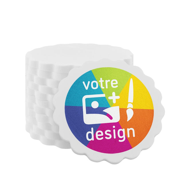 Jetons personnalisés blancs en vague - 38 x 38 mm - 100 pièces