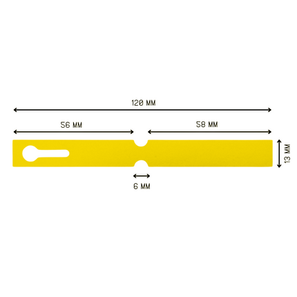 Étiquettes à boucle jaunes - 120 x 13 mm - 1000 étiquettes sur rouleau PVC