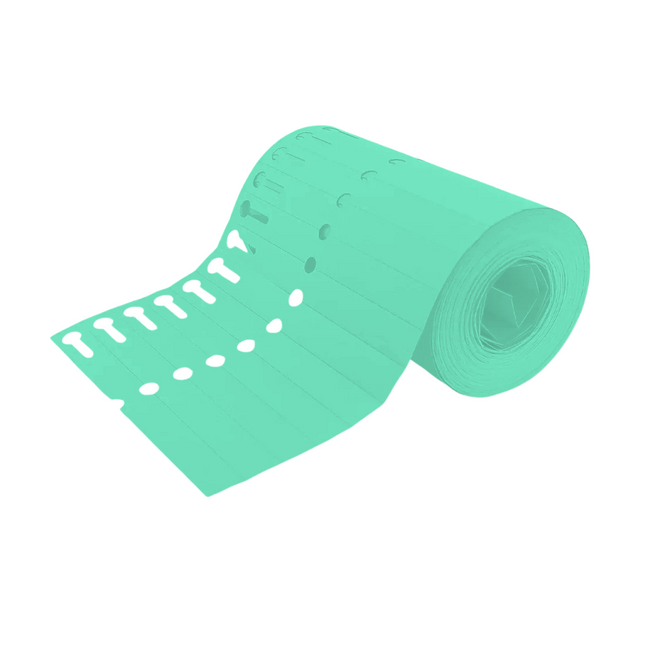 Étiquettes à boucle vertes - 120 x 13 mm - 1000 étiquettes sur rouleau PVC