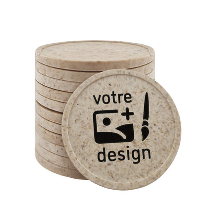 Jetons personnalisés en fibre de bois -  Ø29 mm - 100 pièces