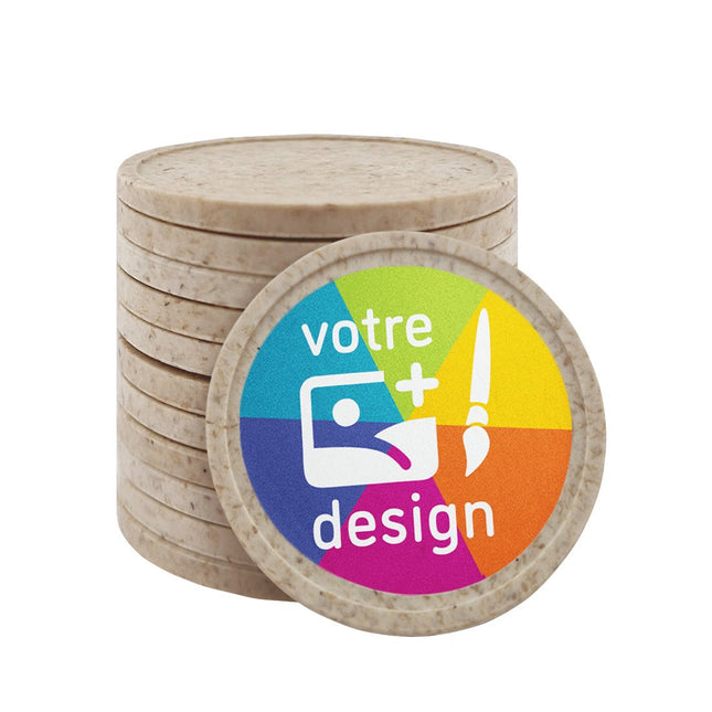 Jetons personnalisés en fibre de bois -  Ø29 mm - 100 pièces