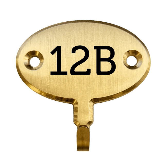 Crochet pour clé gravé ovale en laiton - 35 x 22 mm - par pièce