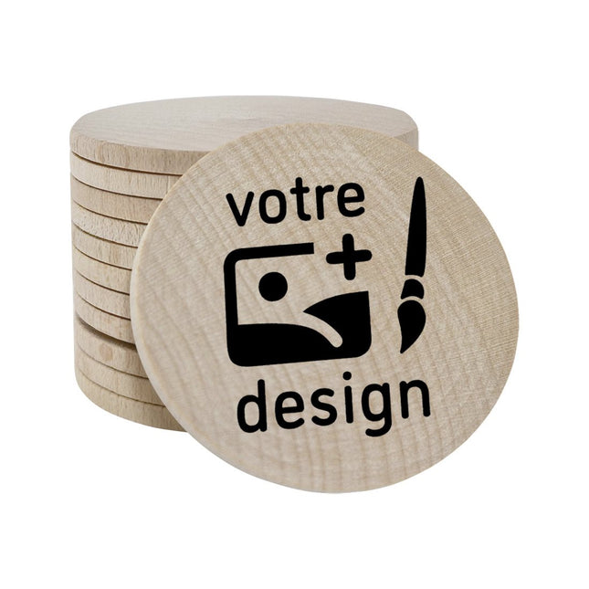 Jetons personnalisés en bois -  Ø50 mm - 100 pièces