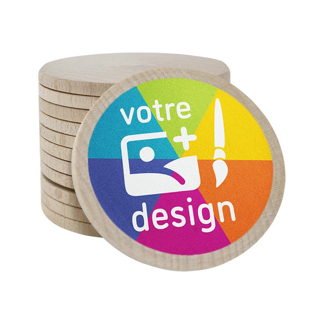 Jetons personnalisés en bois -  Ø50 mm - 100 pièces
