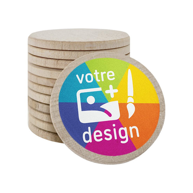 Jetons personnalisés en bois -  Ø37 mm - 50 pièces