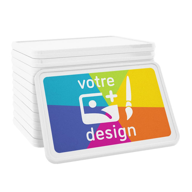 Jetons personnalisés forme en rectangle blanc - 50 x 35 mm - par 1000 pièces