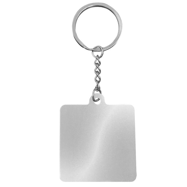 Porte-clés carré en acier inoxydable avec chaînette - par pièce