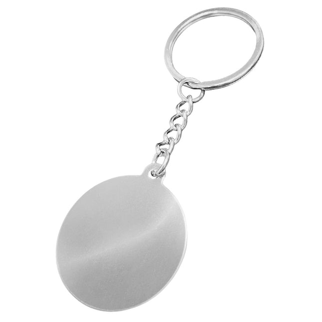 Porte-clés en acier inoxydable avec chaînette - 35 mm rond - par pièce