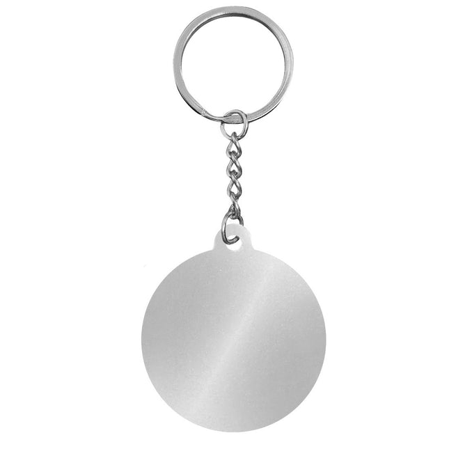 Porte-clés en acier inoxydable avec chaînette - 35 mm rond - par pièce