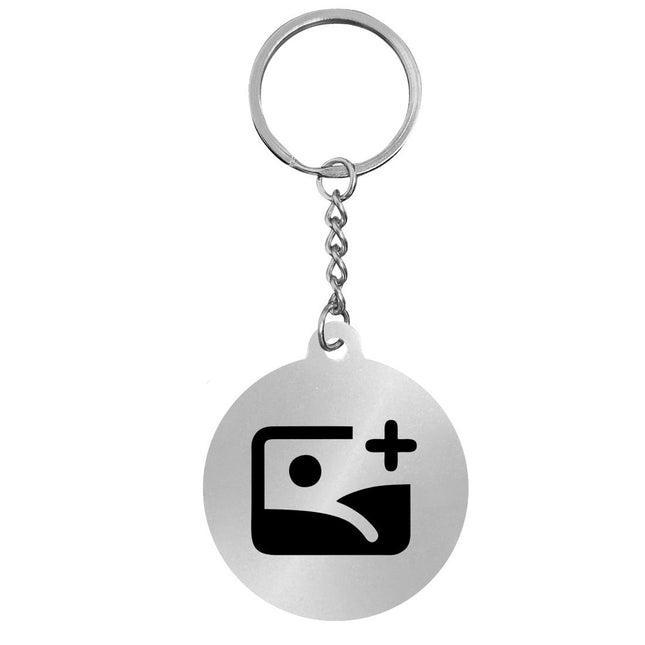 Porte-clés personnalisé en acier inoxydable avec chaînette - 35 mm rond - par pièce