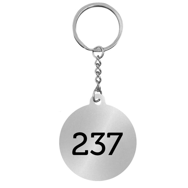 Porte-clés numéroté en acier inoxydable avec chaînette - 35 mm rond - par pièce